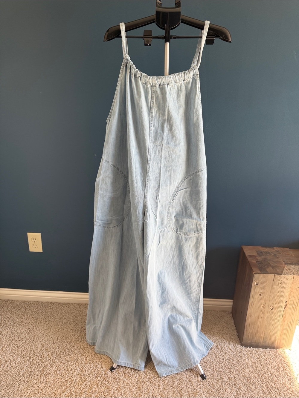 FP Movement by Free People Light Blue Denim Wide-Leg Jumpsuit